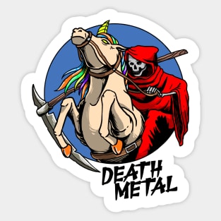 Death Metal Unicorn Grim Reaper Heavy Metal Rainbow Funny Sticker